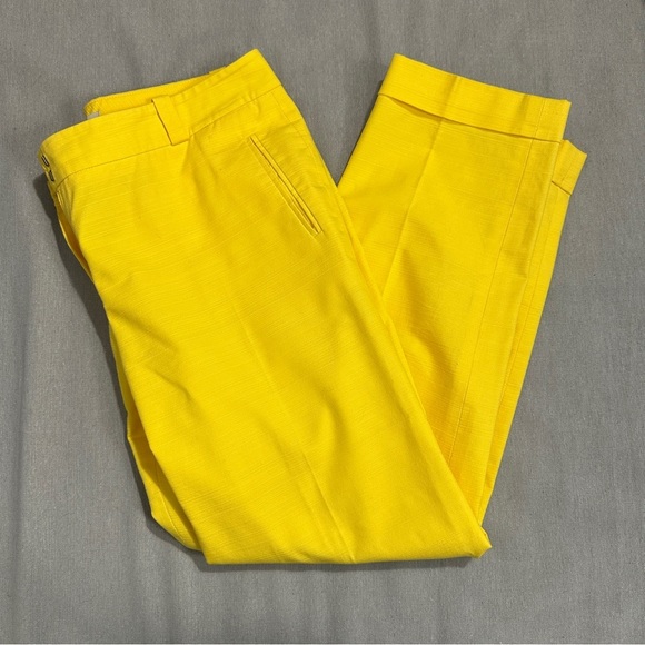 LOFT yellow cropped pants, size 4, cotton blend, pockets, travel, beach, cruise - Picture 1 of 8